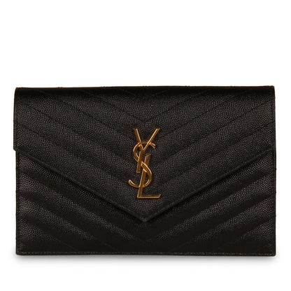 Saint Laurent Black Envelope Wallet on Chain