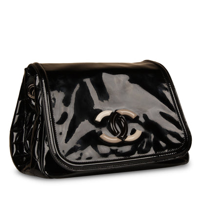 Chanel Vintage Black Vinyl Shoulder Bag