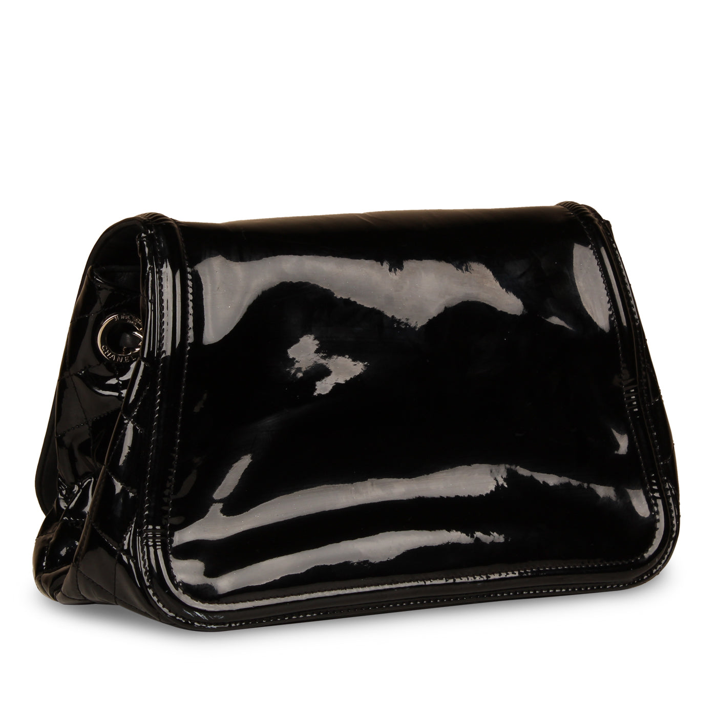 Chanel Vintage Black Vinyl Shoulder Bag