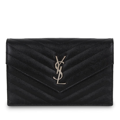 Saint Laurent Envelope Chain Wallet - Black