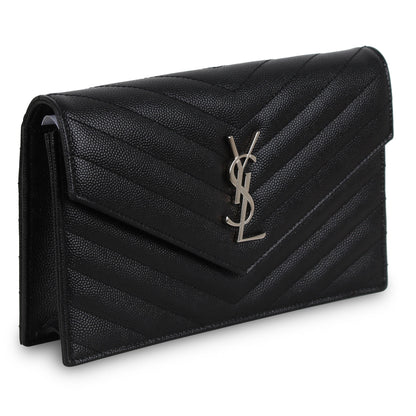 Saint Laurent Envelope Chain Wallet - Black