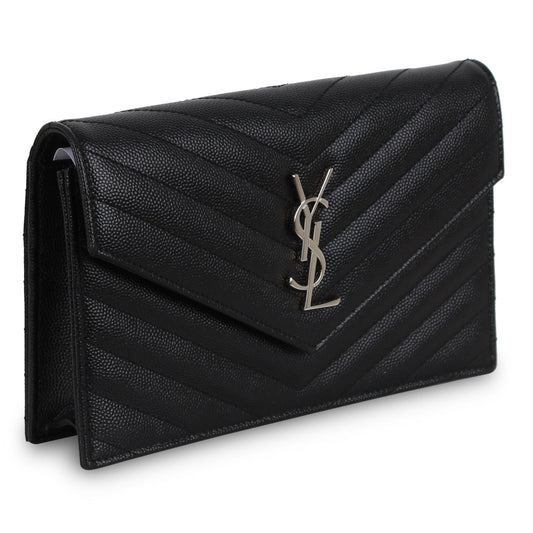 Saint Laurent Envelope Chain Wallet - Black