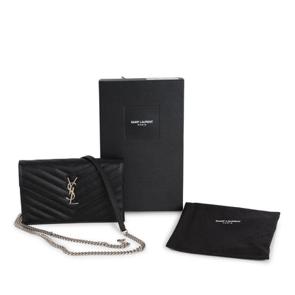 Saint Laurent Envelope Chain Wallet - Black