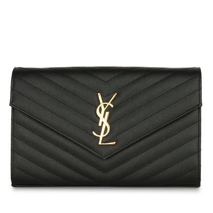 Saint Laurent Envelope Chain Wallet - Black