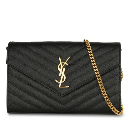 Saint Laurent Envelope Chain Wallet - Black