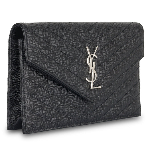Saint Laurent Envelope Chain Wallet - Black