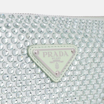 Prada Crystal Studded Satin Pouch
