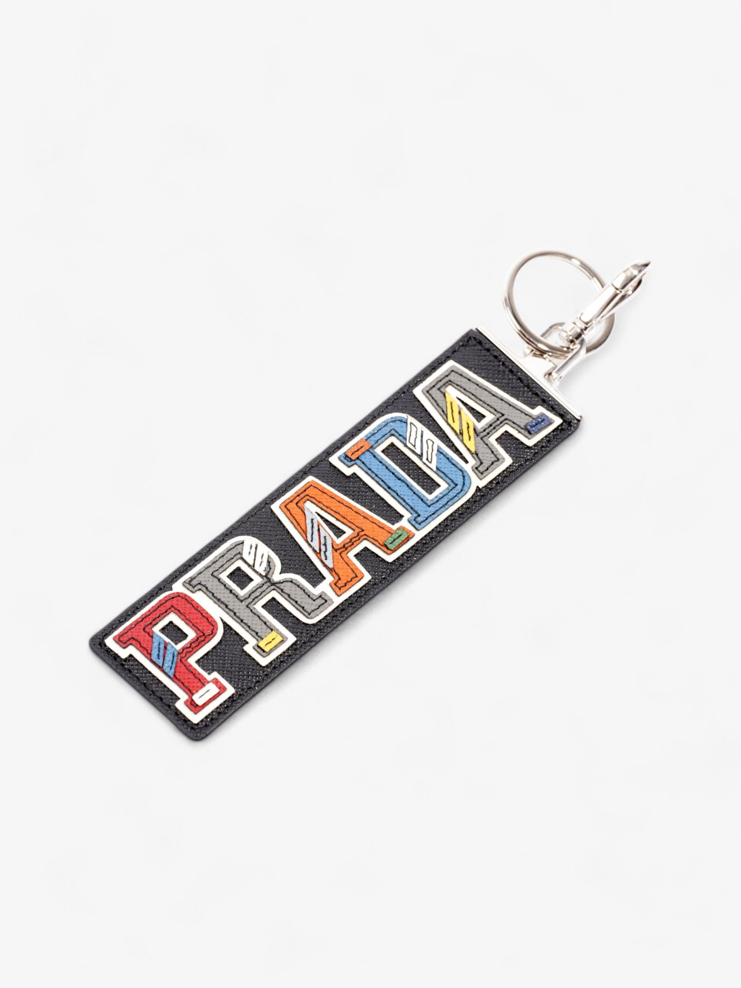 Prada Trick Pelle Key Ring Black / Multicoloured Saffiano Leather