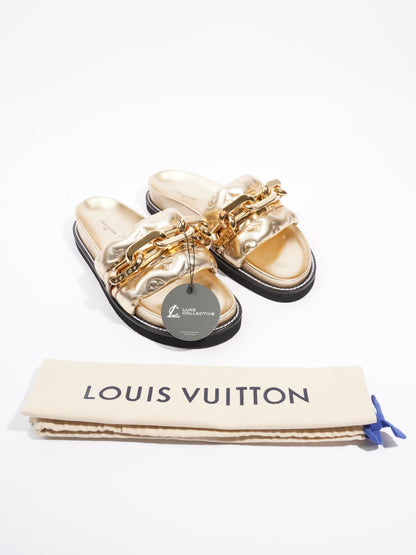 Louis Vuitton LV Sunset Flat Comfort Gold Calfskin Leather EU 40 UK 7