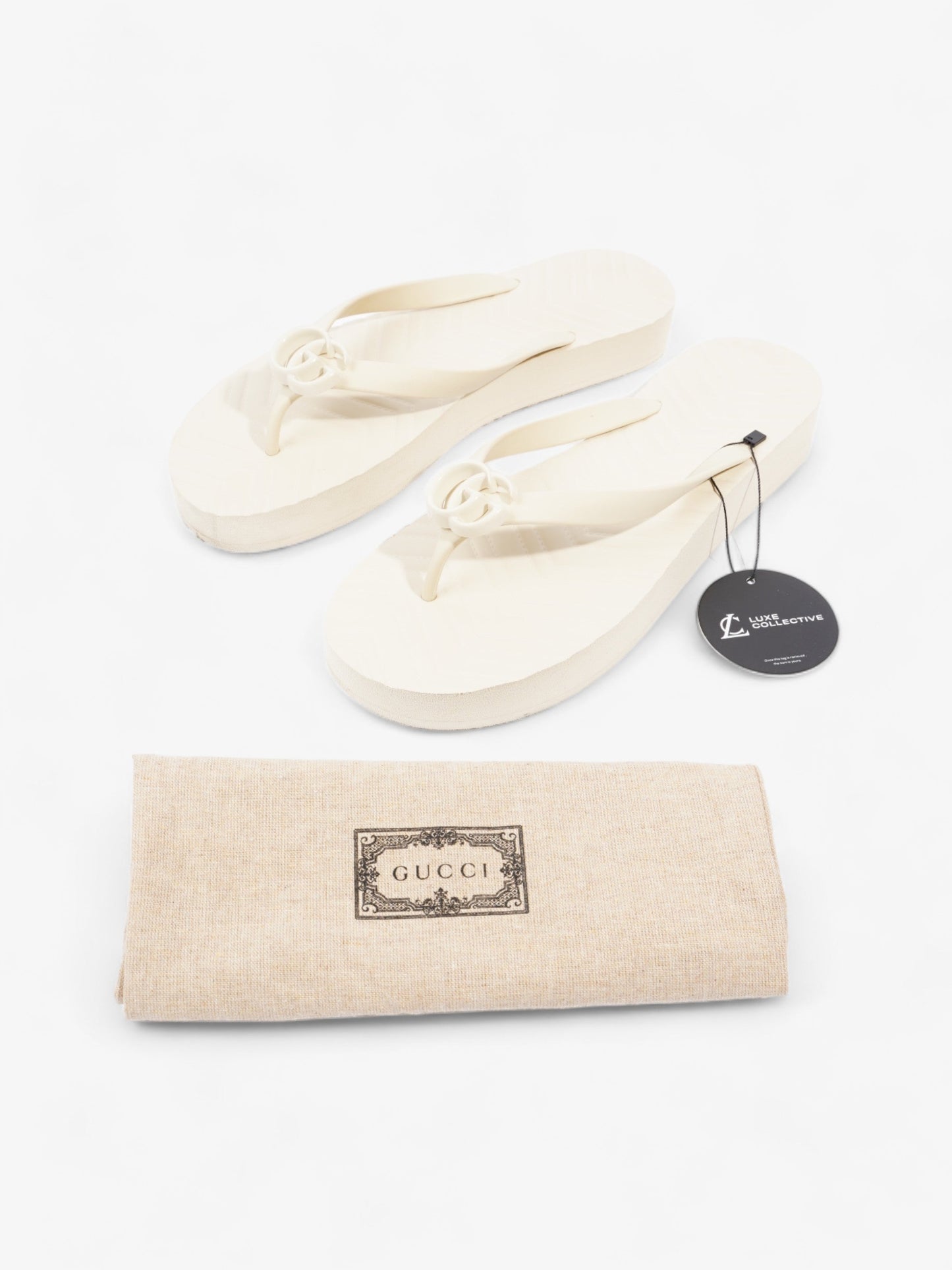 Gucci Marmont Thong Sandal Cream Rubber EU 42 UK 9
