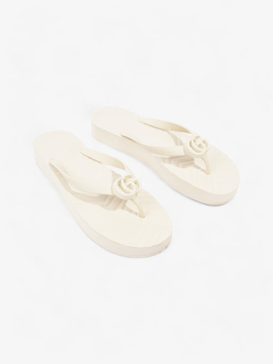 Gucci Marmont Thong Sandal Cream Rubber EU 42 UK 9