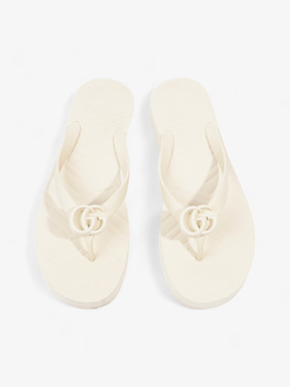 Gucci Marmont Thong Sandal Cream Rubber EU 42 UK 9