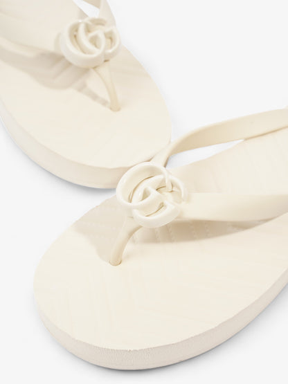Gucci Marmont Thong Sandal Cream Rubber EU 42 UK 9