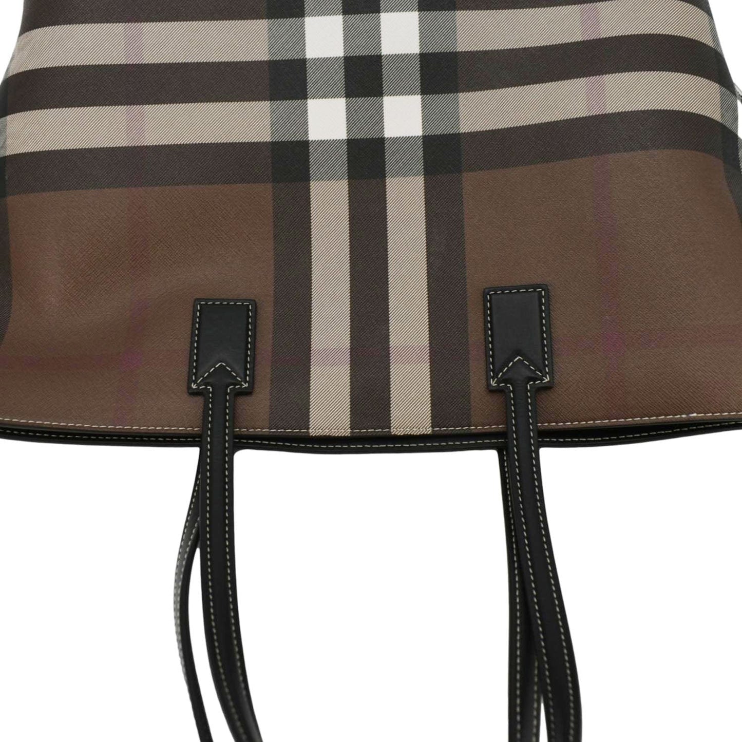 BURBERRY Check E-Canvas Tote Bag Brown