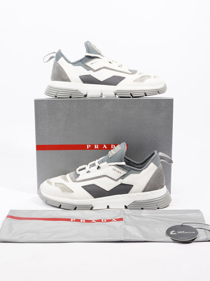 Prada Nevada Sport Low Top Sneaker White / Blue Leather EU 43.5 UK 9.5