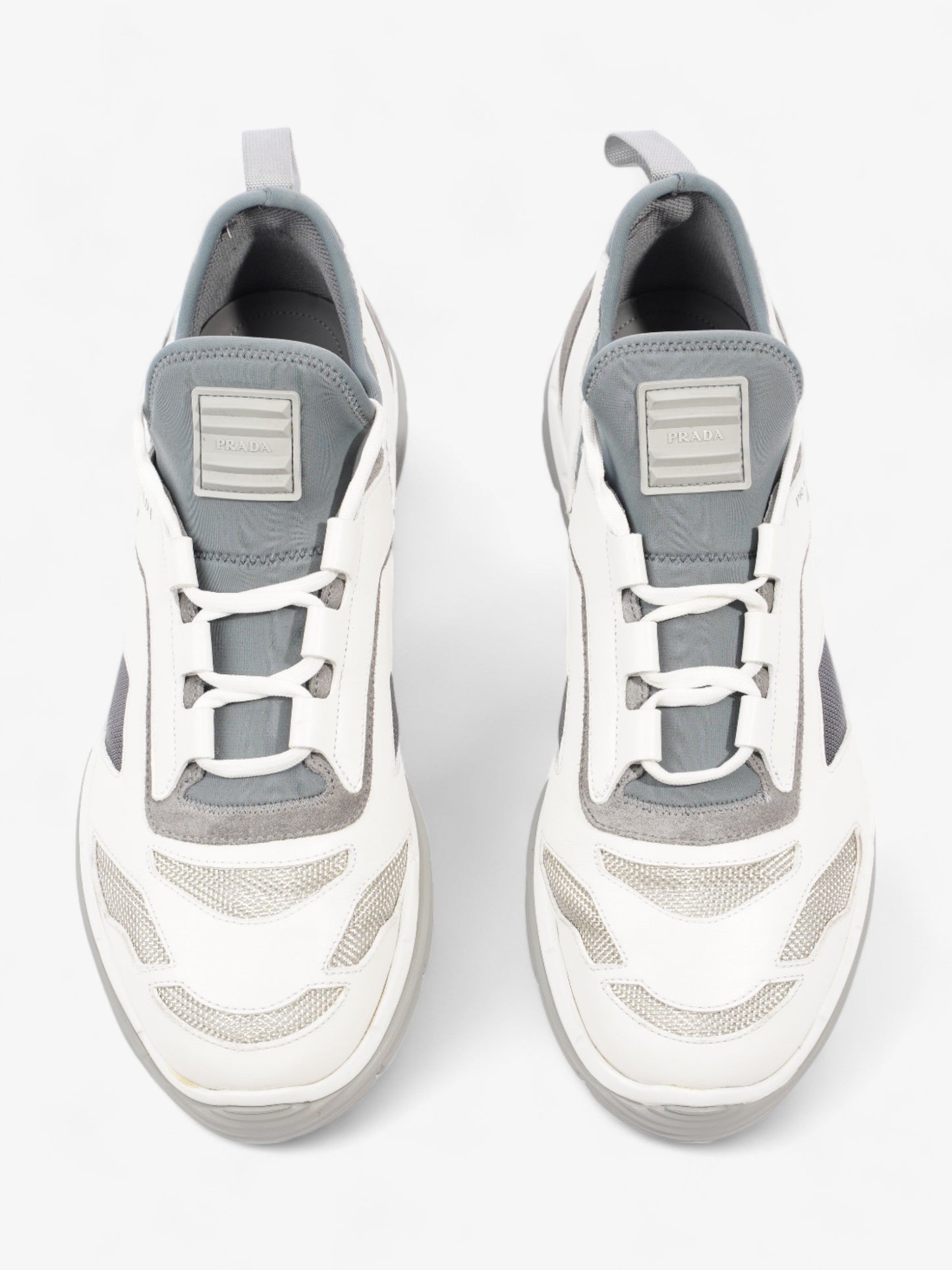 Prada Nevada Sport Low Top Sneaker White / Blue Leather EU 43.5 UK 9.5