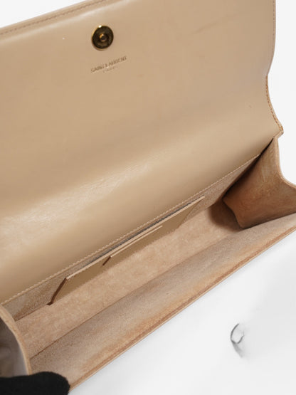 Saint Laurent Kate Monogram Clutch Beige Leather