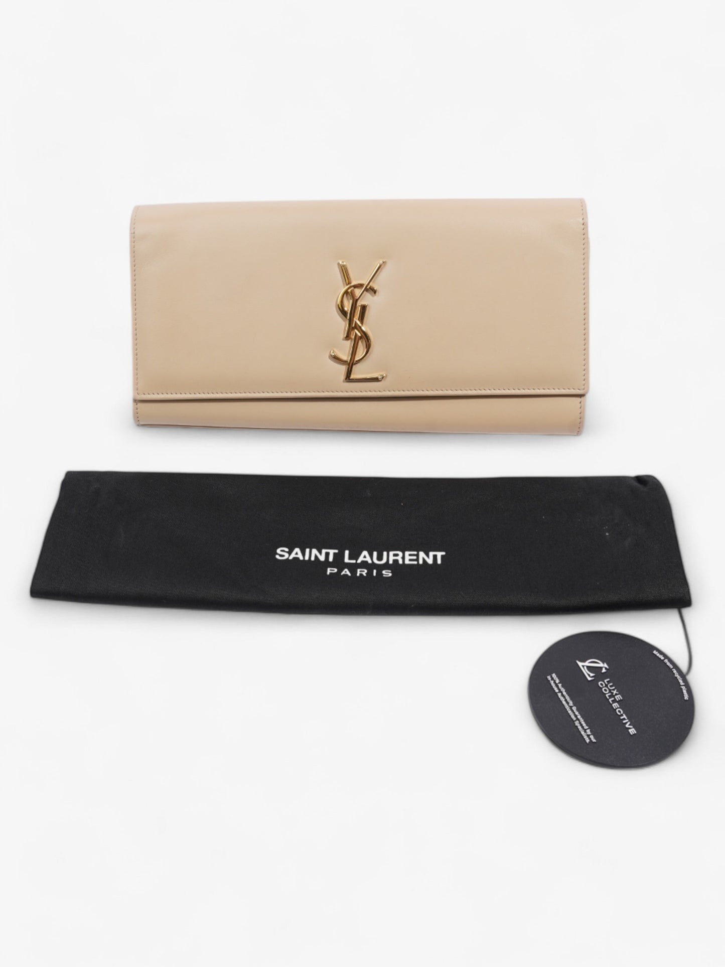 Saint Laurent Kate Monogram Clutch Beige Leather