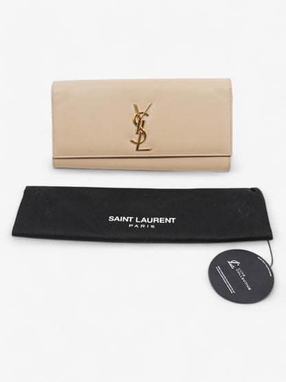 Saint Laurent Kate Monogram Clutch Beige Leather