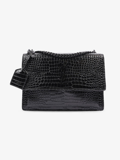 Saint Laurent Sunset Black Embossed Leather Medium