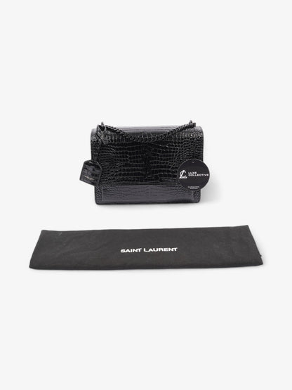 Saint Laurent Sunset Black Embossed Leather Medium