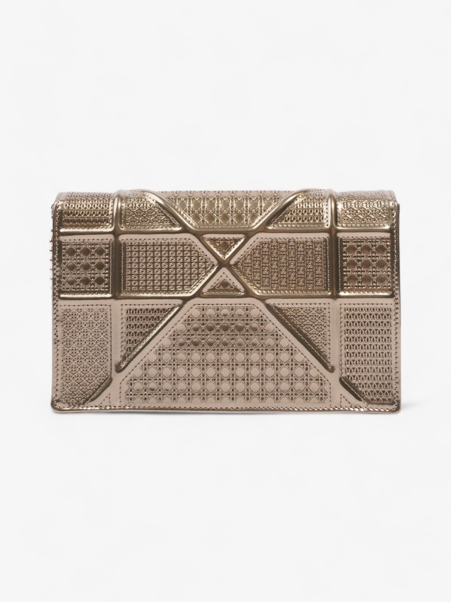 Christian Dior Diorama Wallet On Chain Metallic Gold Patent Leather
