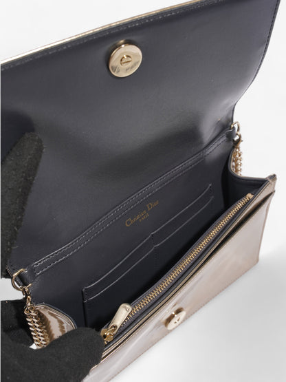 Christian Dior Diorama Wallet On Chain Metallic Gold Patent Leather