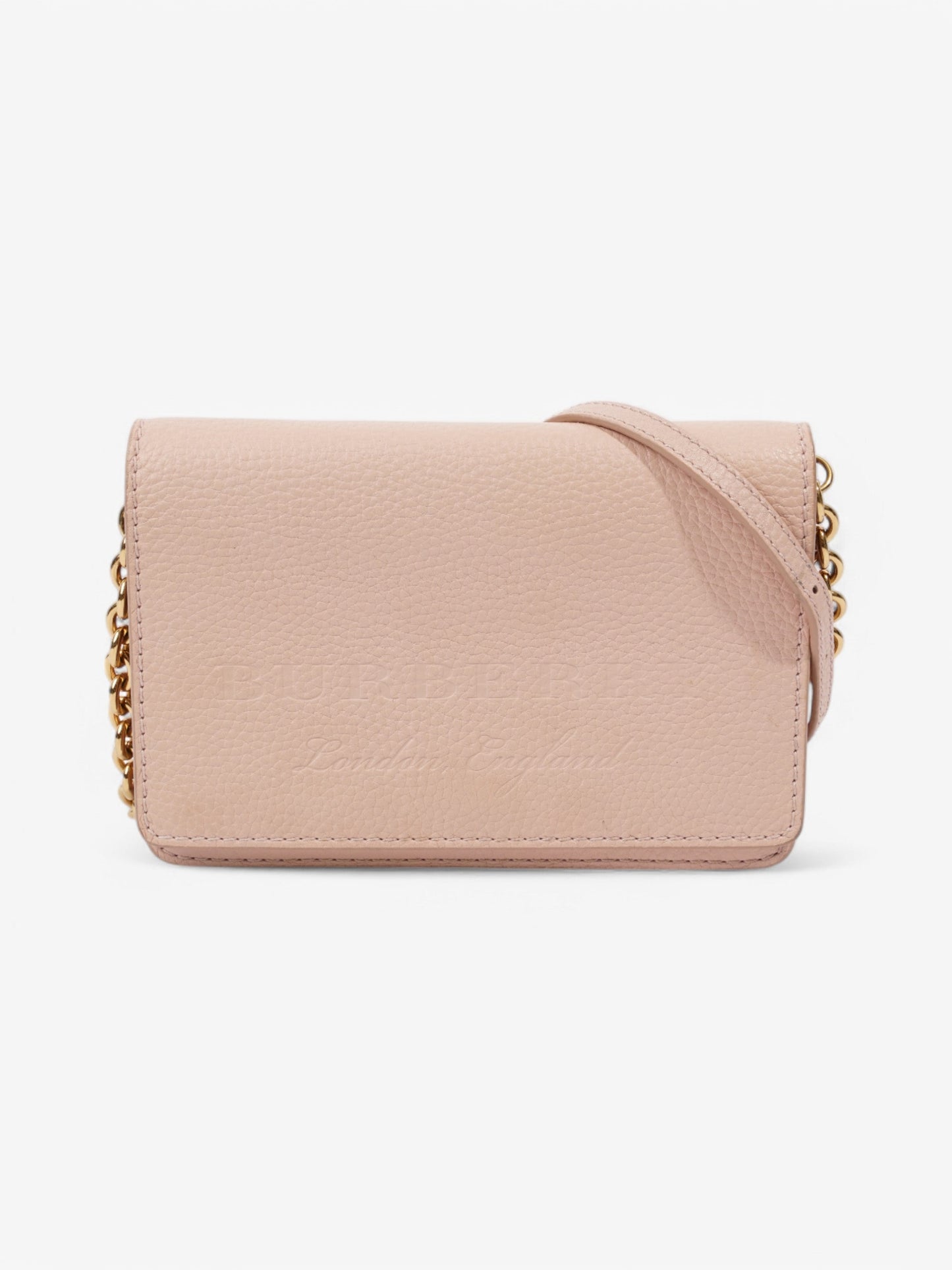 Burberry Henley Wallet On Chain Light Pink Grained Leather