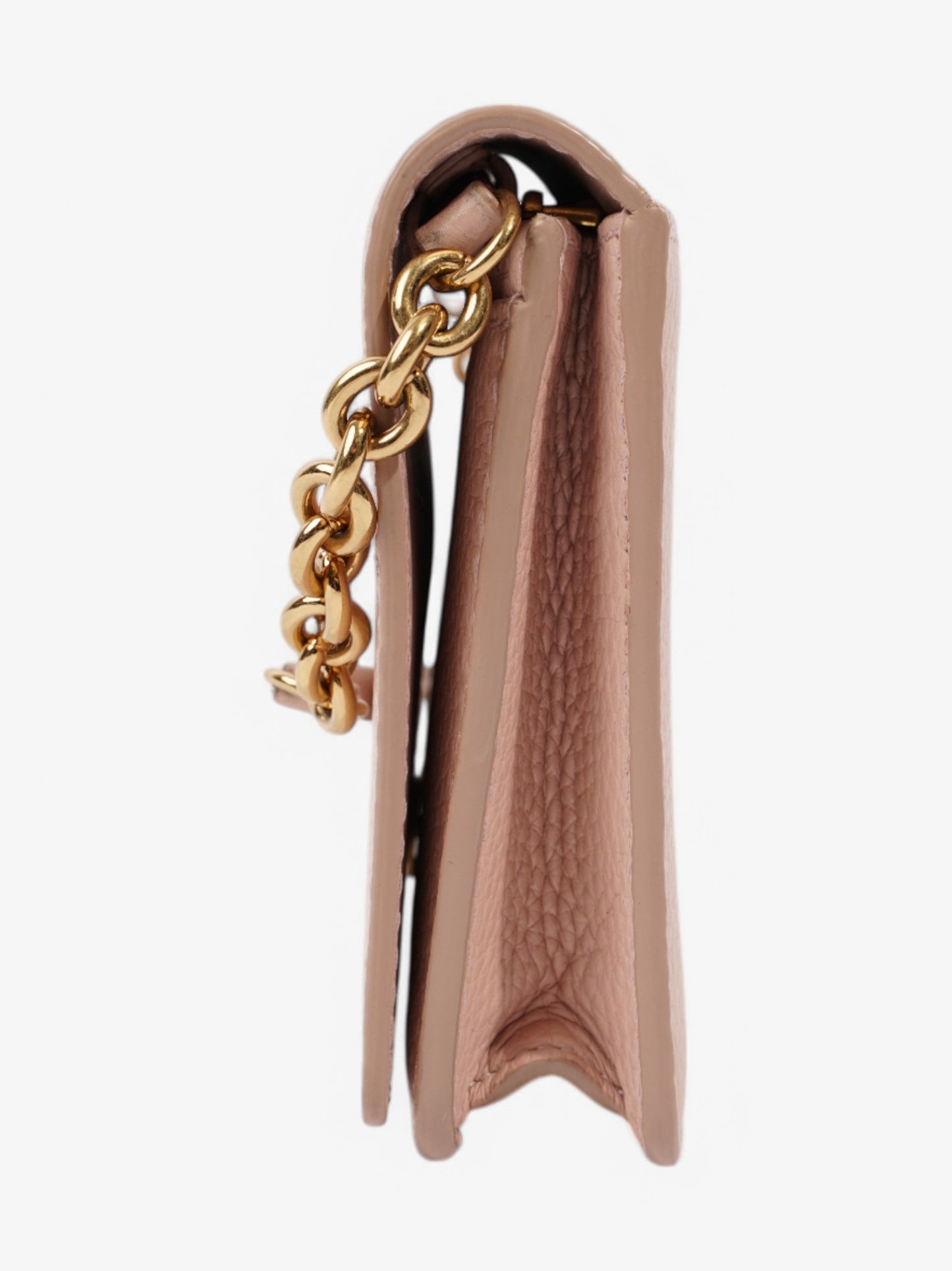 Burberry Henley Wallet On Chain Light Pink Grained Leather
