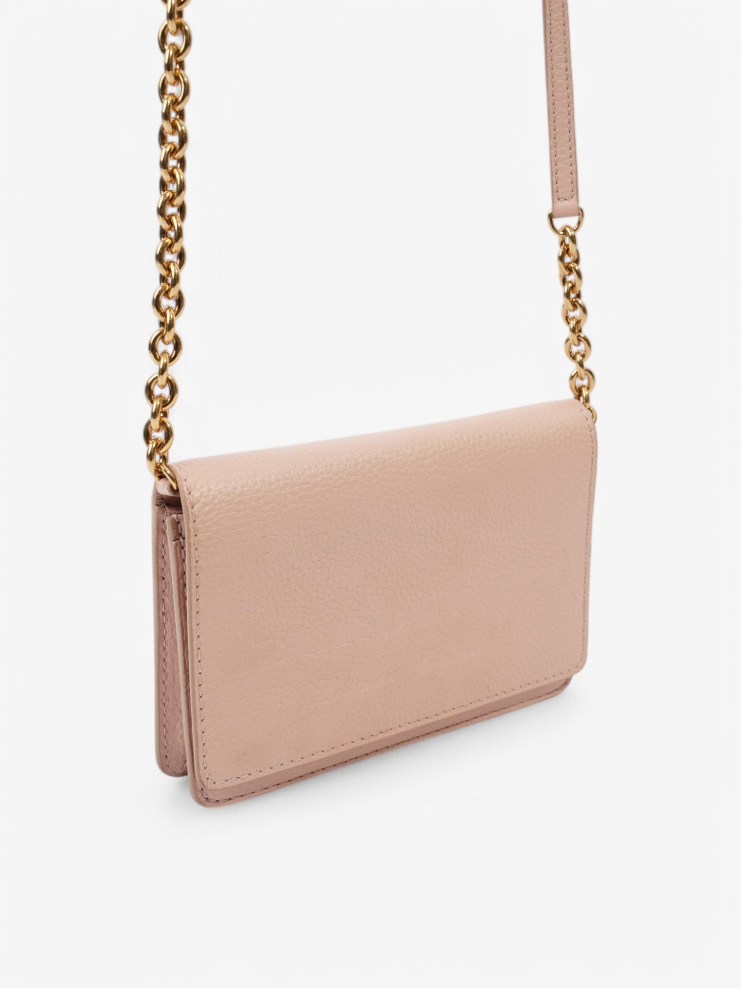 Burberry Henley Wallet On Chain Light Pink Grained Leather