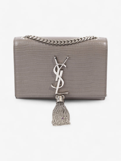 Saint Laurent Kate Tassel Grey Embossed Leather Small
