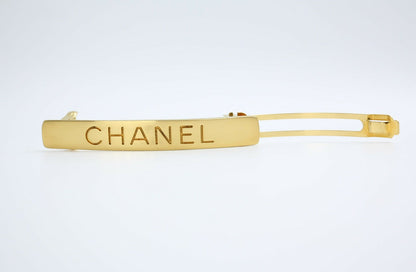 Chanel Vintage 98A Matte Gold-plated ‘CHANEL’ Hairpin