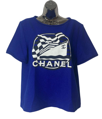 Chanel 19C La Pausa Runway Blue Blouse Top Shirt FR 42