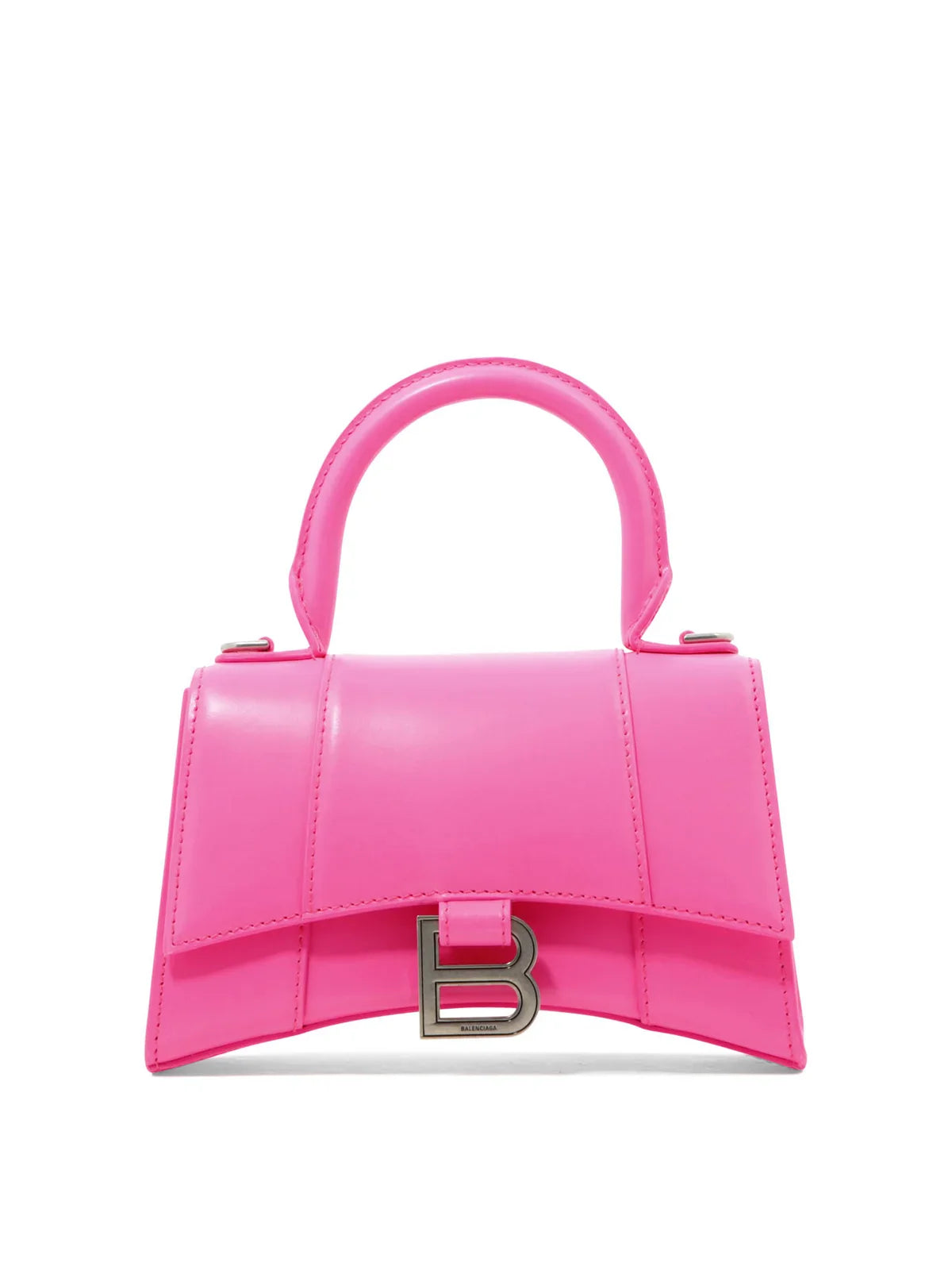 Balenciaga Hourglass XS Shiny Box Calf Top-Handle Bag  Fuschia