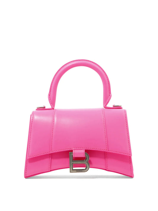 Balenciaga Hourglass XS Shiny Box Calf Top-Handle Bag  Fuschia