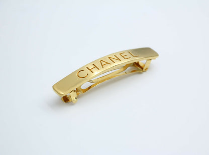 Chanel Vintage 98A Matte Gold-plated ‘CHANEL’ Hairpin
