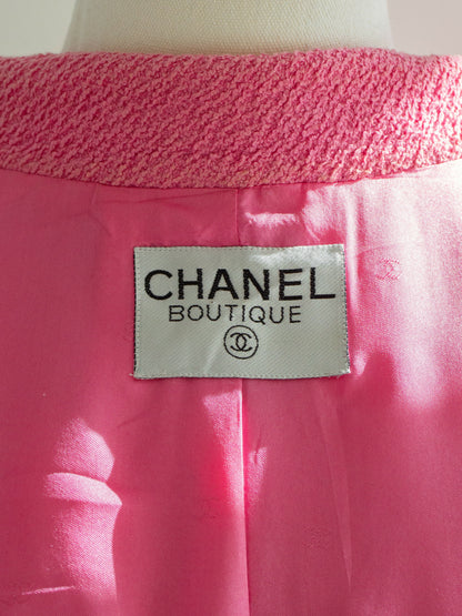 Chanel Vintage Spring/Summer 1995 Pink Barbie Gold Zip Tweed 95P Jacket