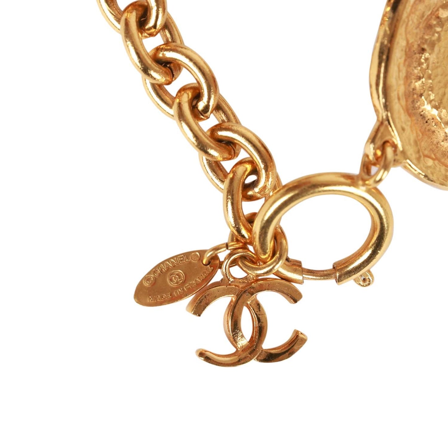 Chanel Vintage Gold, Green and Red Gripoix Medallion Bracelet