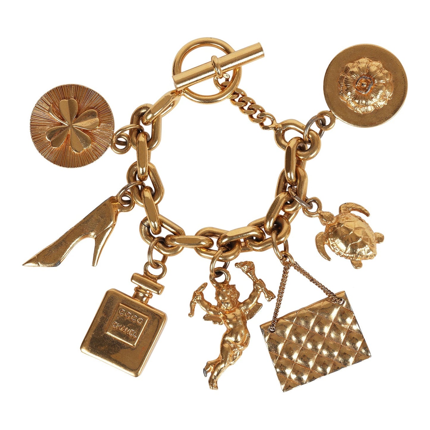 Chanel Vintage 24K Gold Plated Lucky Charms Bracelet