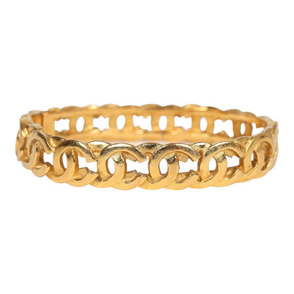 Chanel Vintage 24K Gold Plated CC Bangle Bracelet