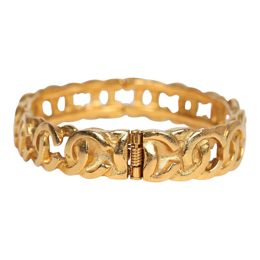 Chanel Vintage 24K Gold Plated CC Bangle Bracelet