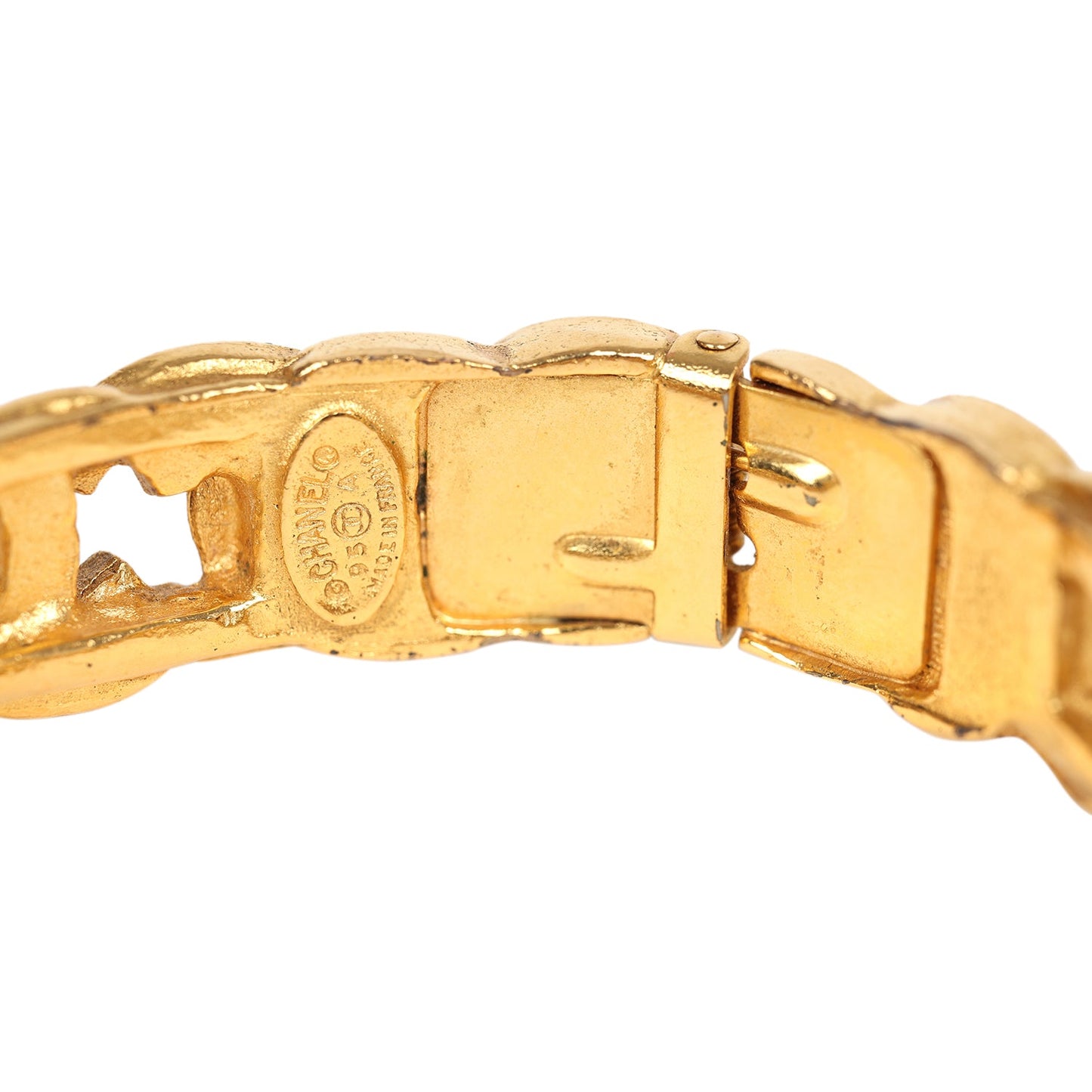 Chanel Vintage 24K Gold Plated CC Bangle Bracelet