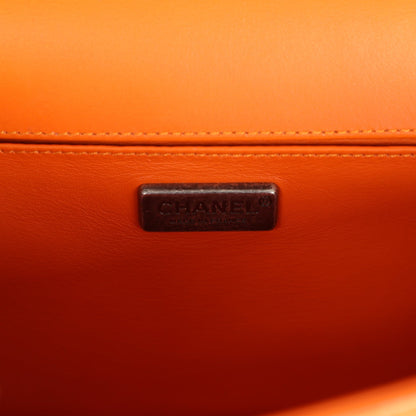 Chanel Medium Boy Bag Orange Python Aged Ruthenium Hardware