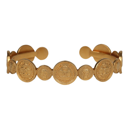 Chanel Vintage 24K Gold Plated Coin Cuff Bracelet