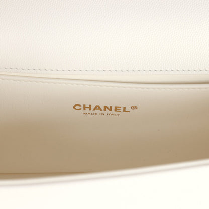 Chanel Medium Boy Bag White Caviar Light Gold Hardware