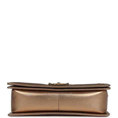 Chanel Medium Boy Bag Metallic Gold Python Antique Gold Hardware