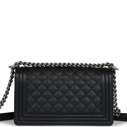 Chanel Medium Boy Bag Black Caviar Aged Ruthenium Hardware