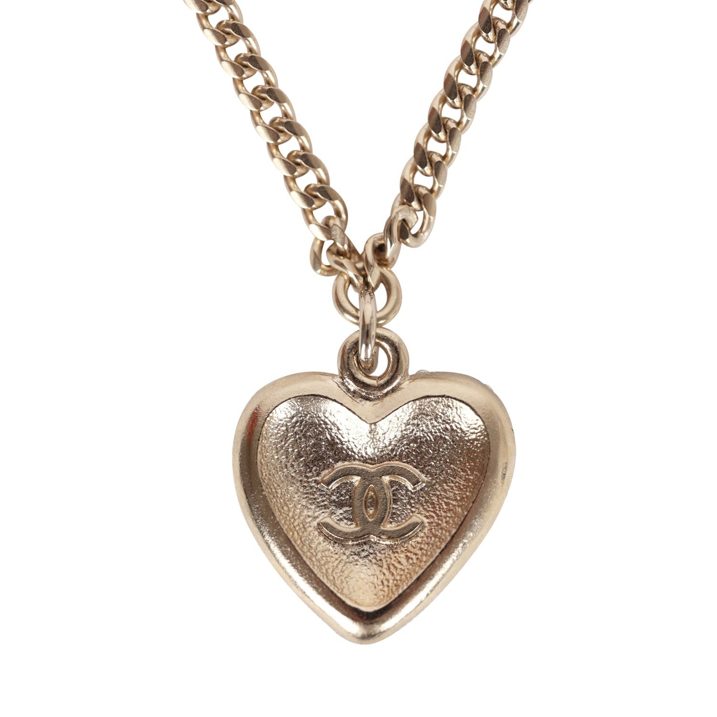 Chanel Crystal Heart Charm Bracelet Light Gold Tone Hardware