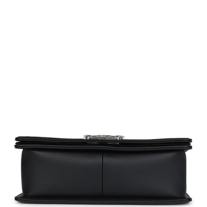 Chanel Medium Boy Bag Black Calfskin Aged Ruthenium Hardware