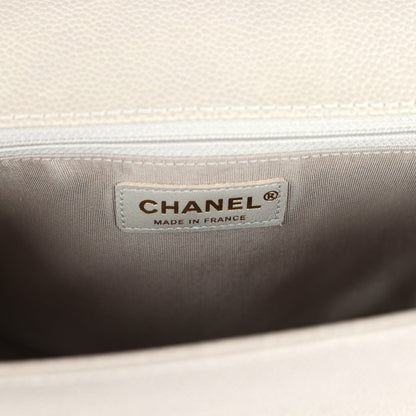 Chanel New Medium Boy Bag Grey Caviar Antique Gold Hardware